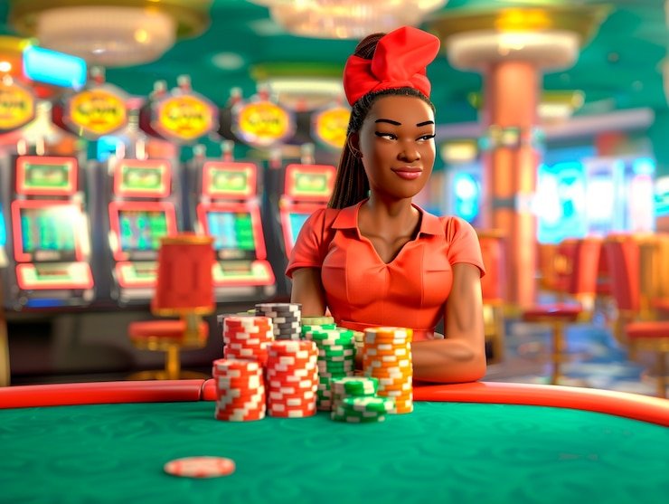 Dealer live casino sedang membagikan kartu dalam sesi permainan interaktif